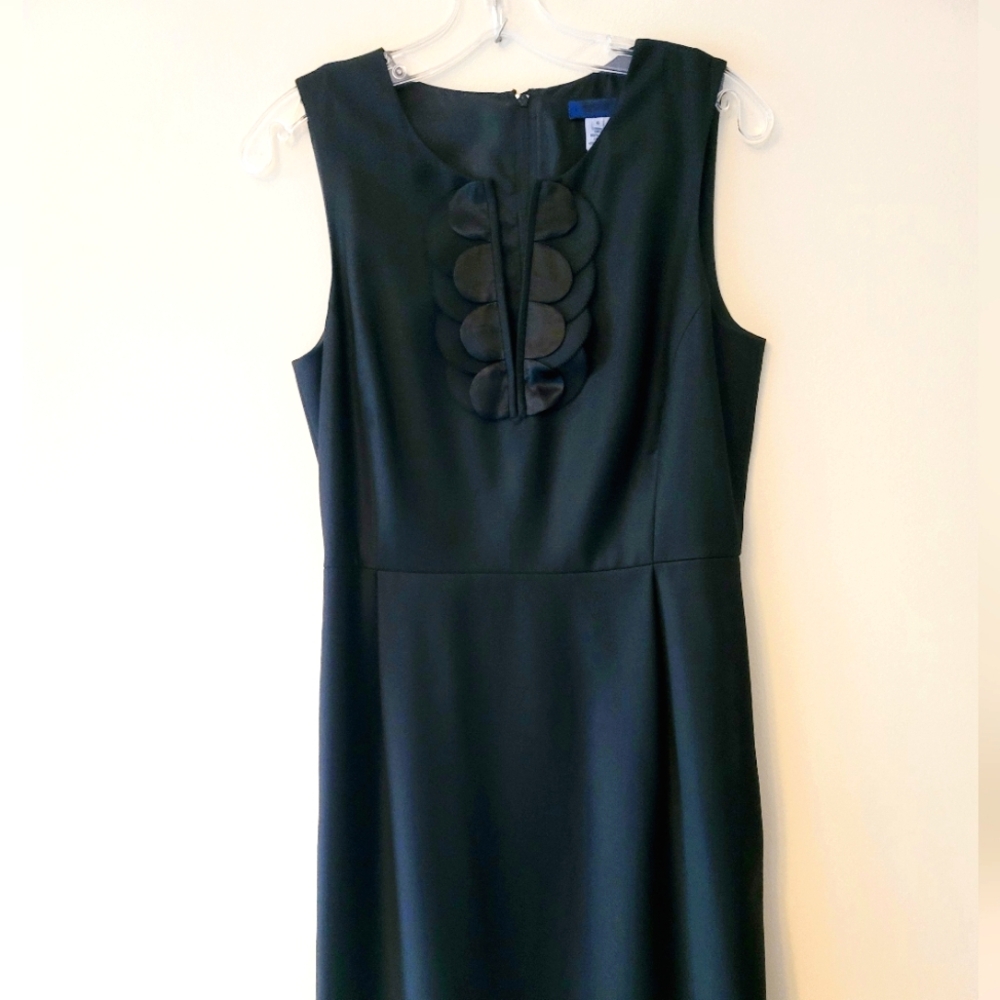 NWOT J. Crew 100% Wool Career Black Shift V Petals Dress with Pockets, Size 6